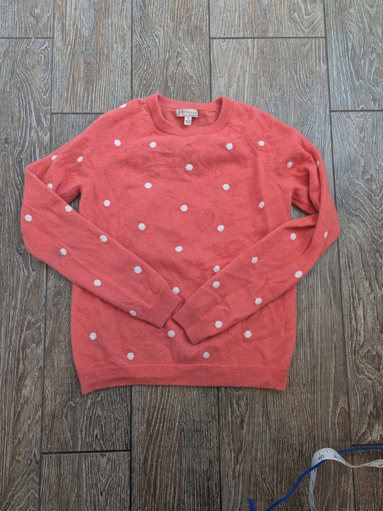 Philosophy Sweaters - Philosophy Cashmere Sweater Small Coral Pink Polka Dot Crew Neck Cozy